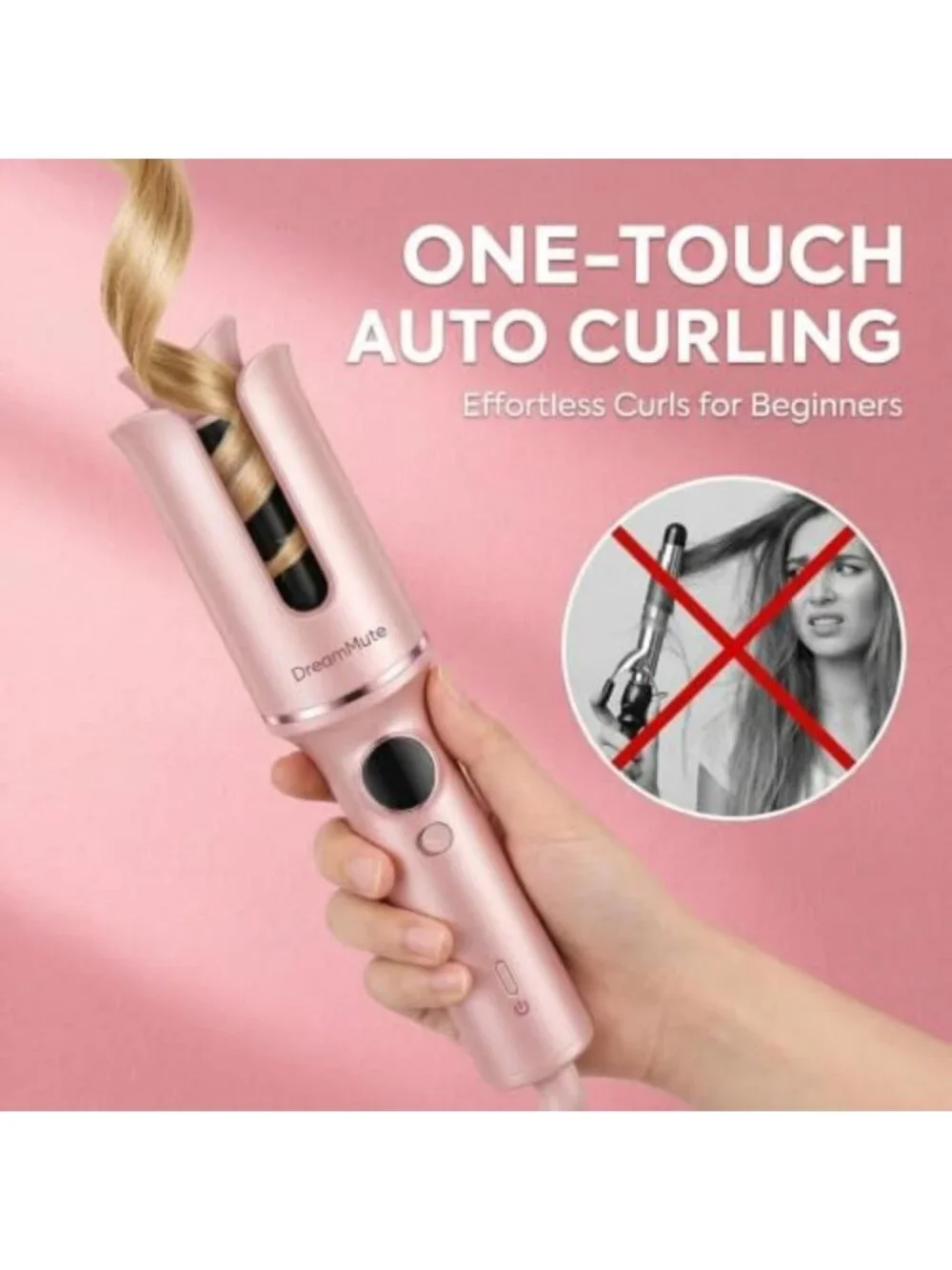 Automatic Curling Iron for Long Hair - Ceramic Wand, Soft Waves, Tangle-Free